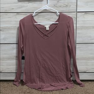 mauve thin long sleeve